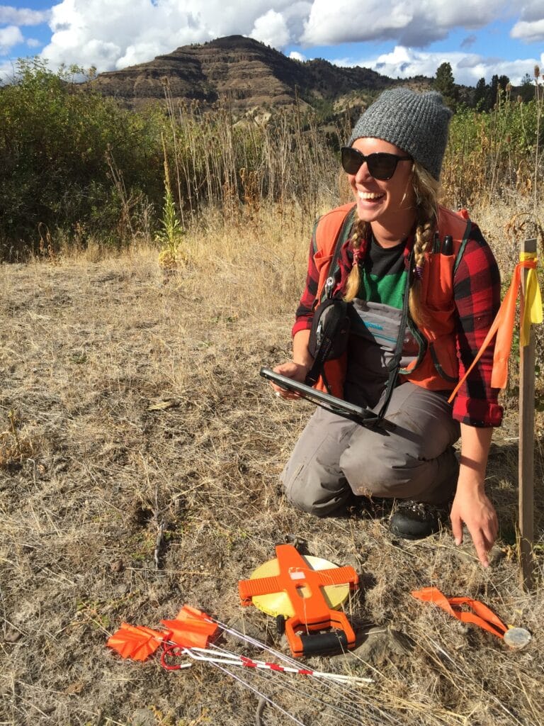 Hilary monitoring out in the field.